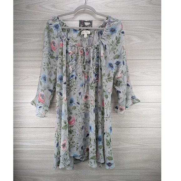 Jessica Simpson Tops - Jessica Simpson Maternity Sheer Floral Bell Sleeve Top XL